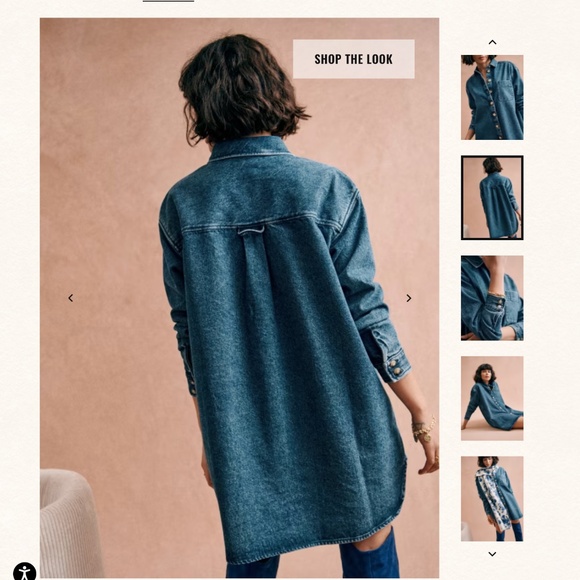 Sezane Blue Denim Sofie Dress Button Down Long Sleeve Size S - Picture 4 of 14